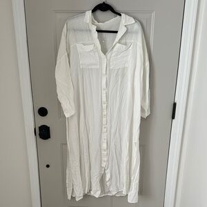 Zara White Button-Down Swim Coverup